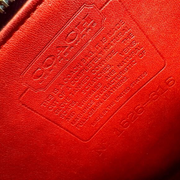 ❤️ Rare Vintage COACH 9136 Red Leather Small Field Bag Turnlock Brass Crossbody - Picture 6 of 12